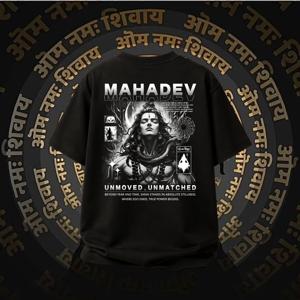 Mahadev oversized cotton t-shirt black back view