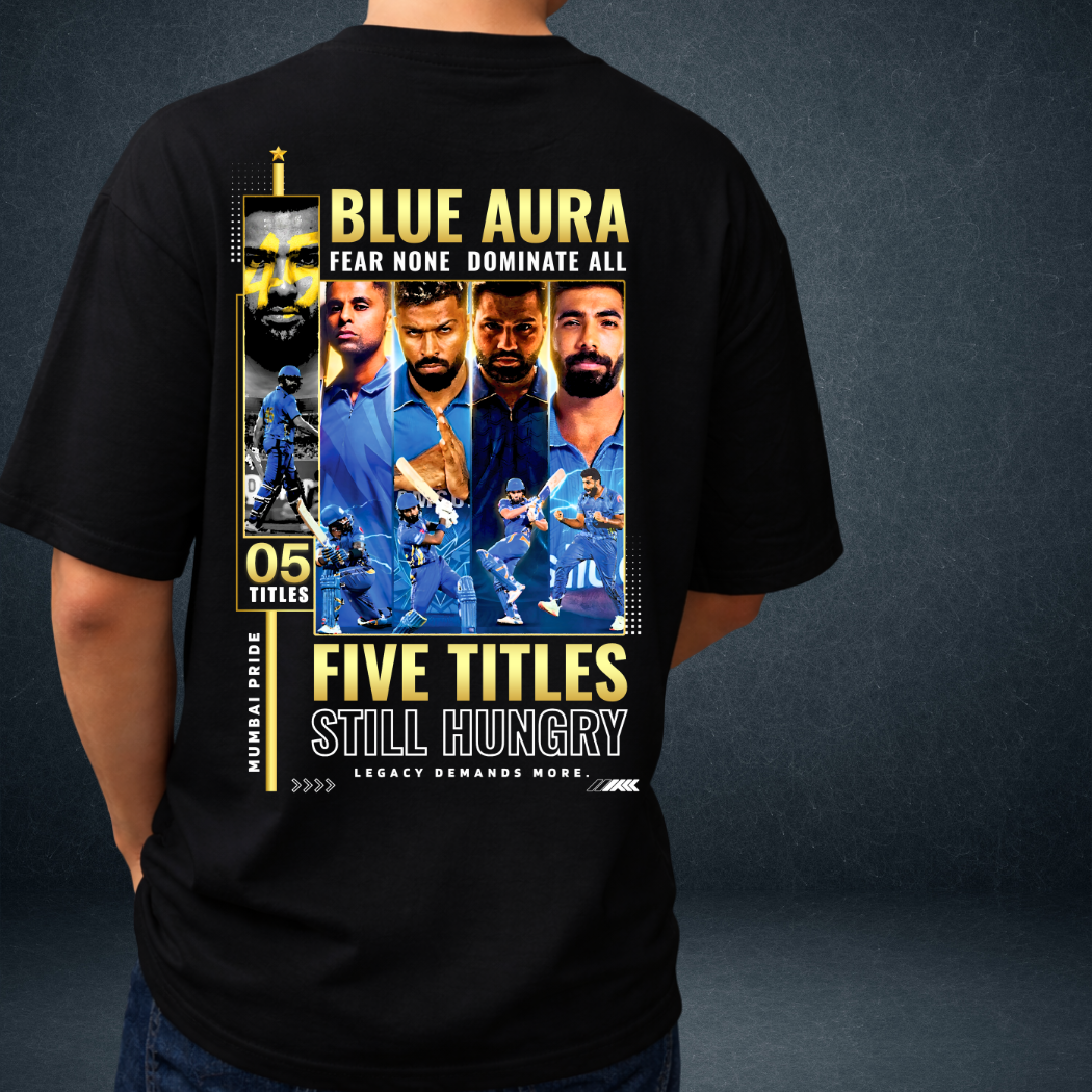 Blue Aura Oversized T-Shirt — Mumbai Cricket Streetwear | Prospera Clothing