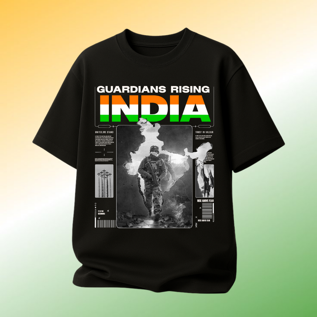 Guardians Rising India open black Oversized T-Shirt Prospera Clothing