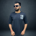 Black VK 18 King of the Game oversized graphic t-shirt back view - Prospera Clothing India