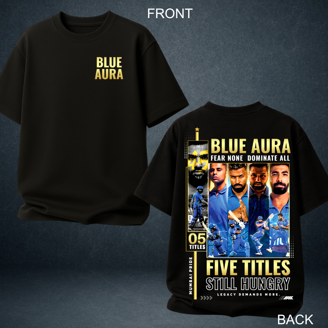 Blue Aura Oversized T-Shirt — Mumbai Cricket Streetwear | Prospera Clothing