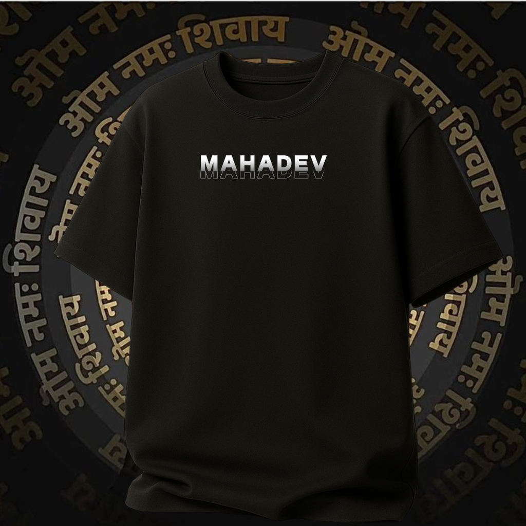 Mahadev oversized cotton t-shirt black front view