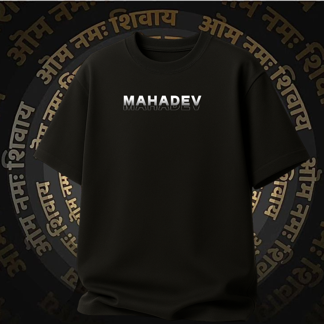 Mahadev oversized cotton t-shirt black front view