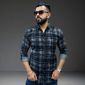 Men’s black grey check corduroy shirt by Prospera Clothing India
