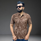 Brown corduroy polo shirt short sleeve on man Prospera