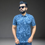 Rich blue corduroy polo shirt short sleeve sophisticated Prospera