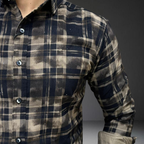 Black brown check pattern corduroy fabric texture closeup