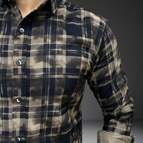 Black brown check pattern corduroy fabric texture closeup