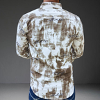 Brown tie dye pattern corduroy shirt back view long sleeve