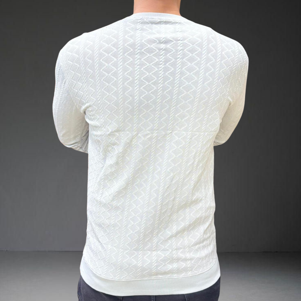 Men's white long sleeve t-shirt back view - premium cotton streetwear India