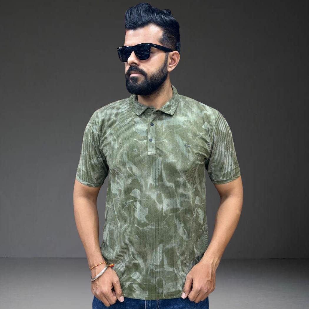 Light green corduroy polo shirt short sleeve fresh spring Prospera