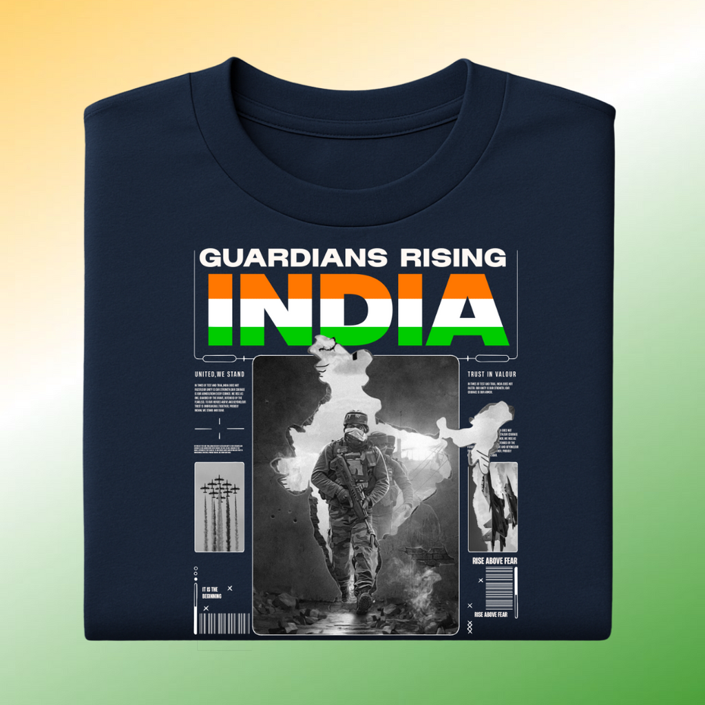 Guardians Rising India fold navy blue Oversized T-Shirt Prospera Clothing