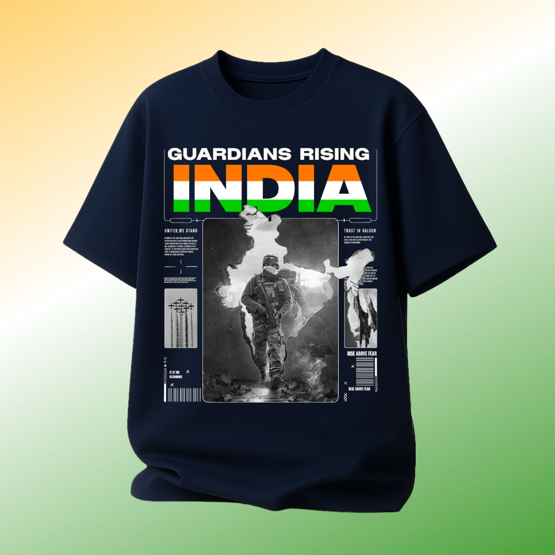 Guardians Rising India open navy Oversized T-Shirt Prospera Clothing