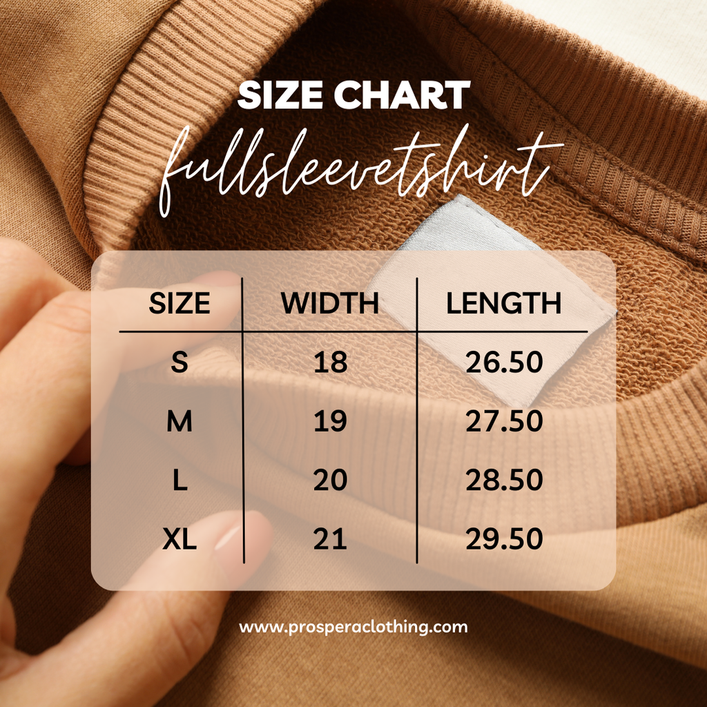Men's t-shirt size chart guide - Prospera Clothing sizing for navy blue textured knit tee