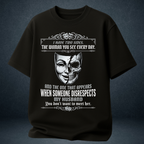 Women's black graphic oversized t-shirt Two Sides wife quote skull design - Prospera India
