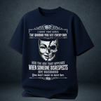 Women's navy blue Two Sides oversized t-shirt worn front view husband wife graphic tee India