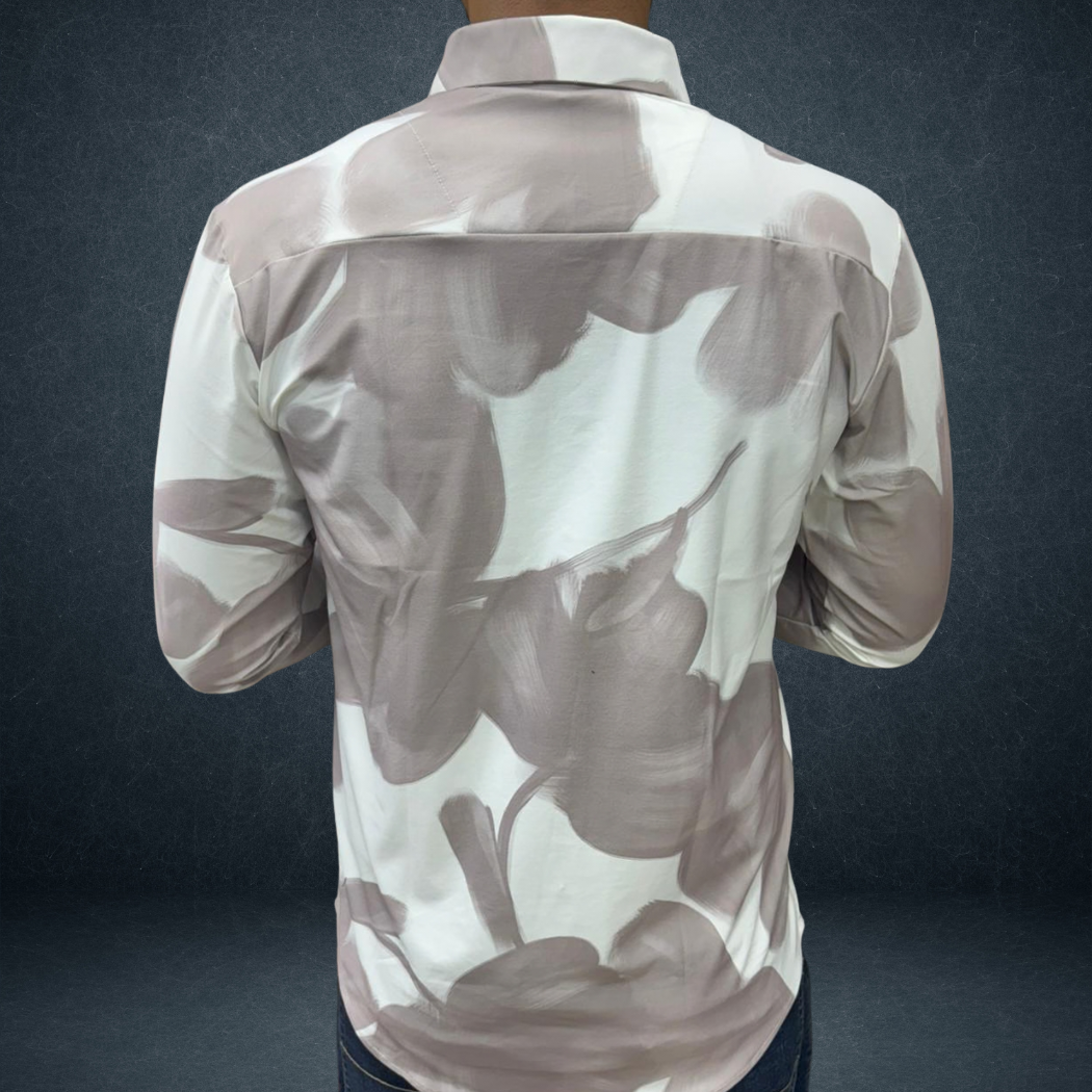 Men's Abstract Brush Art Printed Cotton Shirt — Dusty Rose | Warm Taupe | Sky Blue | Prosperaclothing