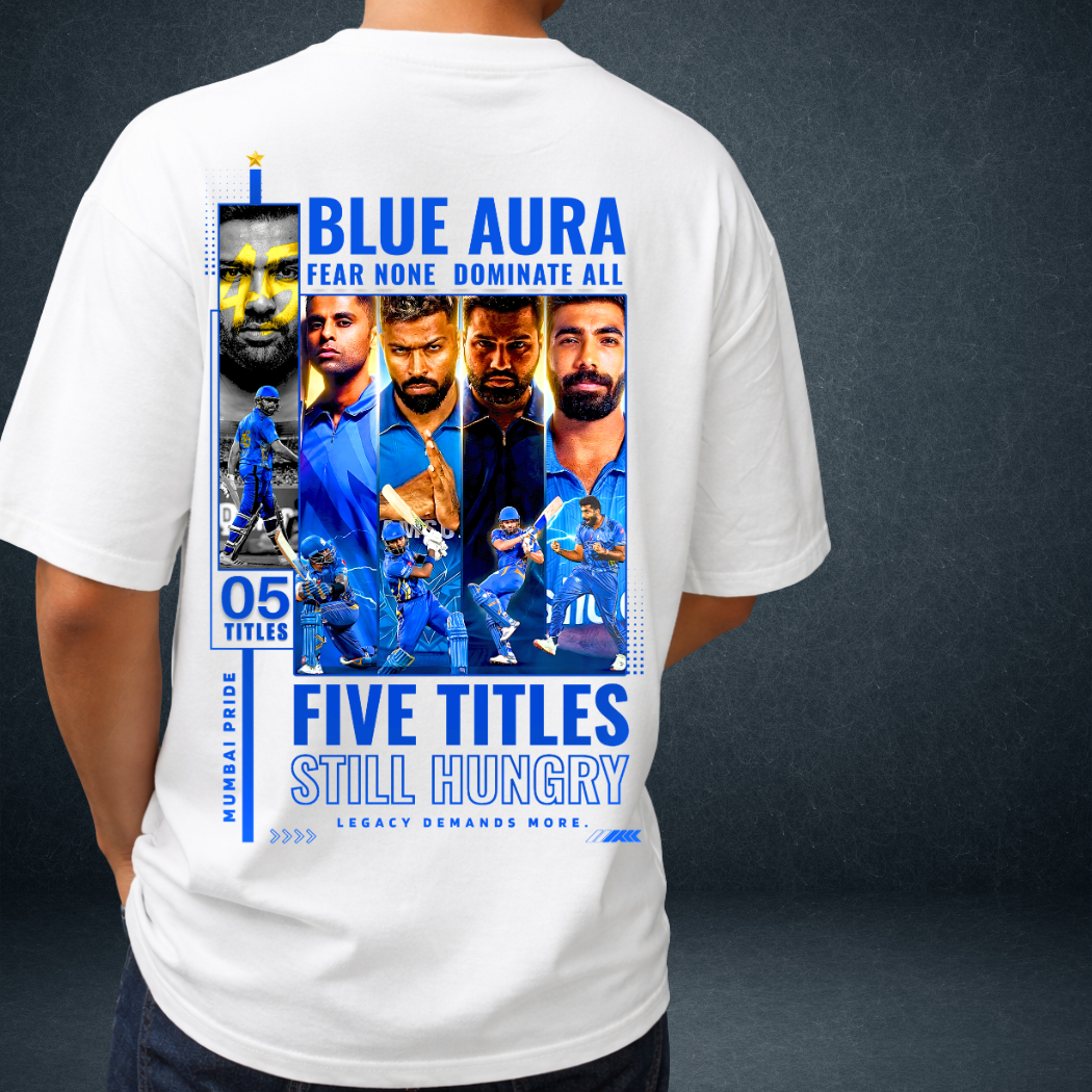 Blue Aura Oversized T-Shirt — Mumbai Cricket Streetwear | Prospera Clothing