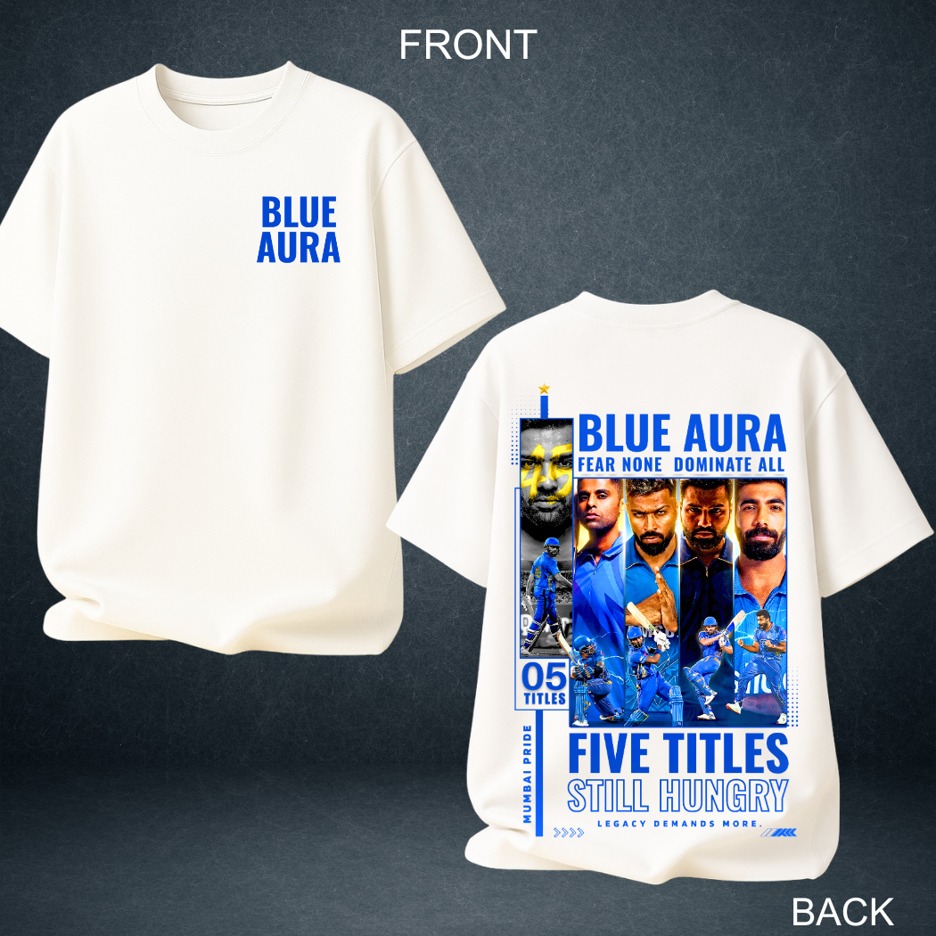 Blue Aura Oversized T-Shirt — Mumbai Cricket Streetwear | Prospera Clothing