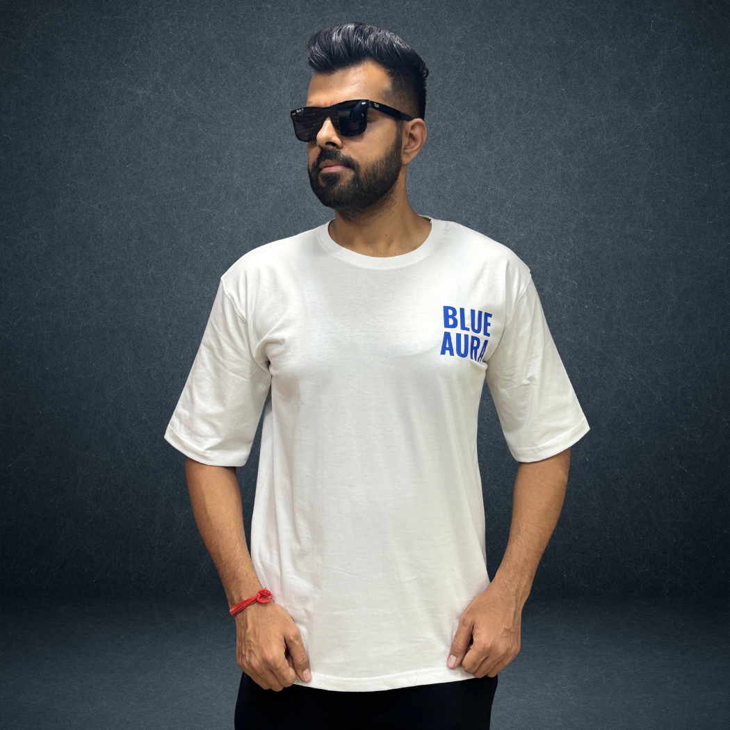 Blue Aura Oversized T-Shirt — Mumbai Cricket Streetwear | Prospera Clothing