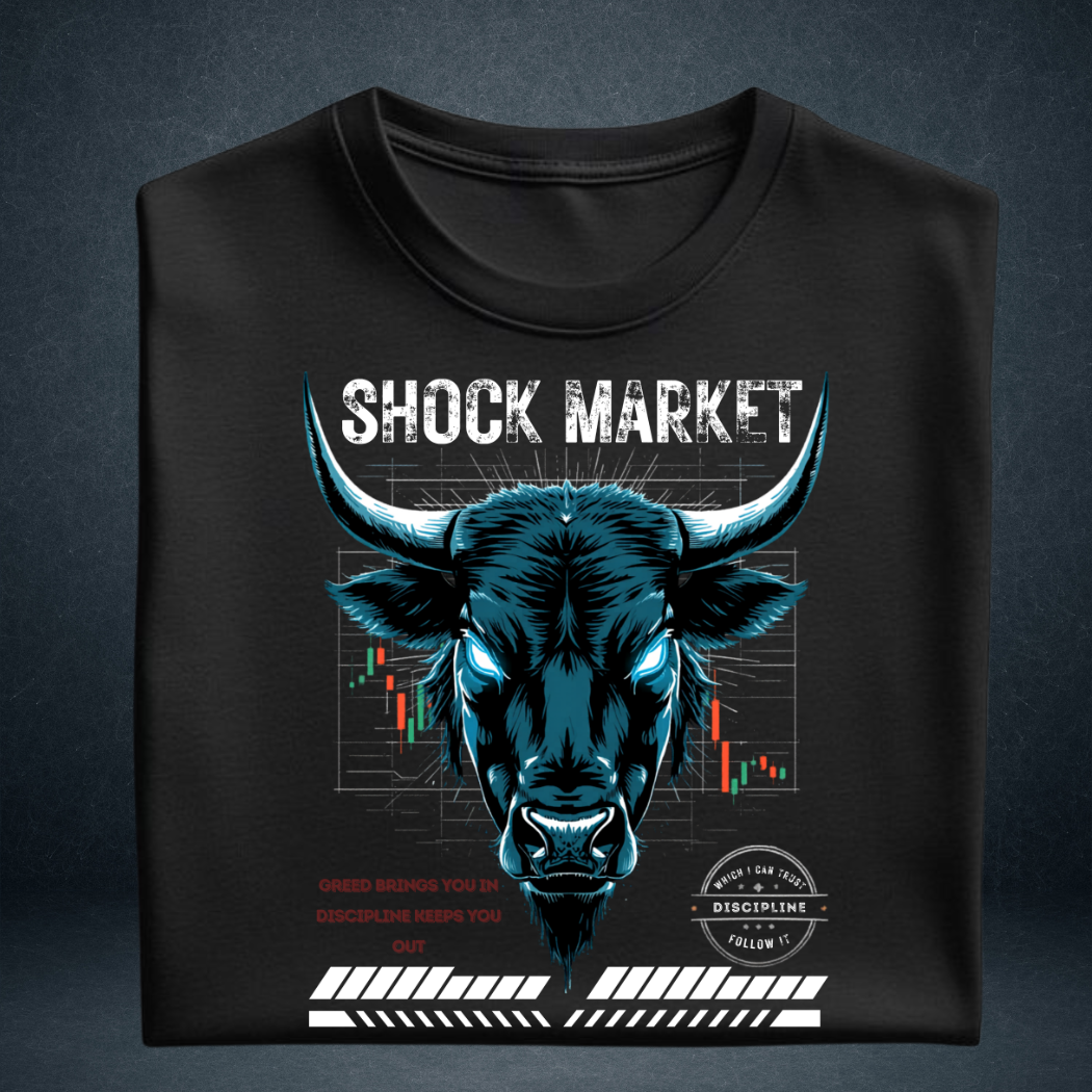 Folded black Shock Market oversized tee 250 GSM unisex streetwear graphic tshirt by Prospera Clothing India