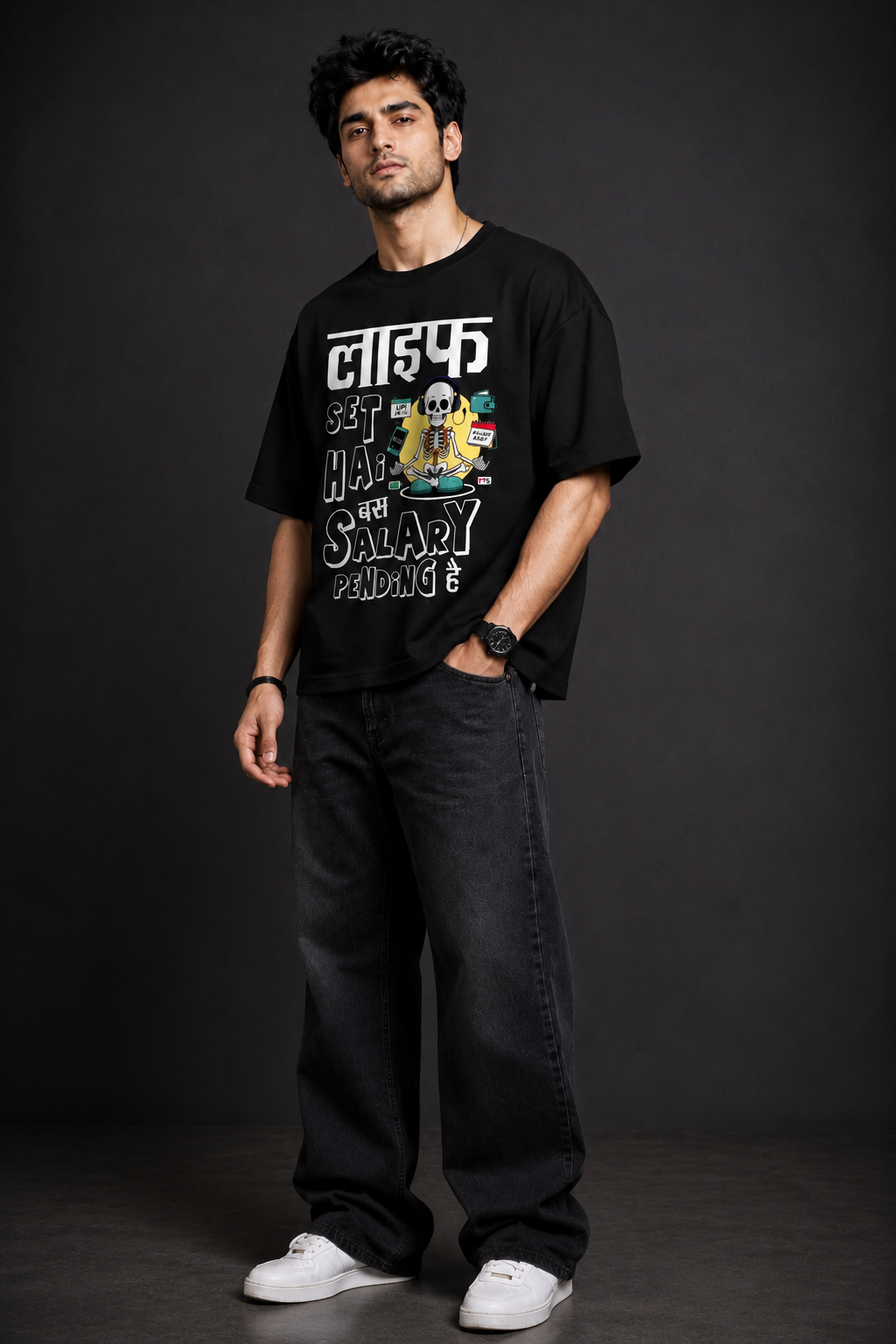 Life Set Hai Bas Salary Pending Hain  Unisex Oversized Graphic T-Shirt |Prospera Clothing