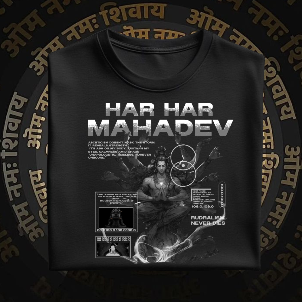 Oversized Mahadev black streetwear t-shirt for men and women