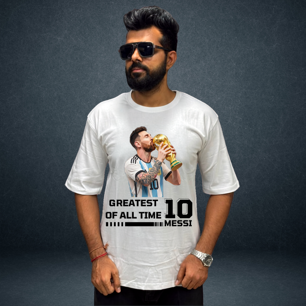 Greatest Of All Time Messi Oversized Unisex T-Shirt | Prospera Clothing