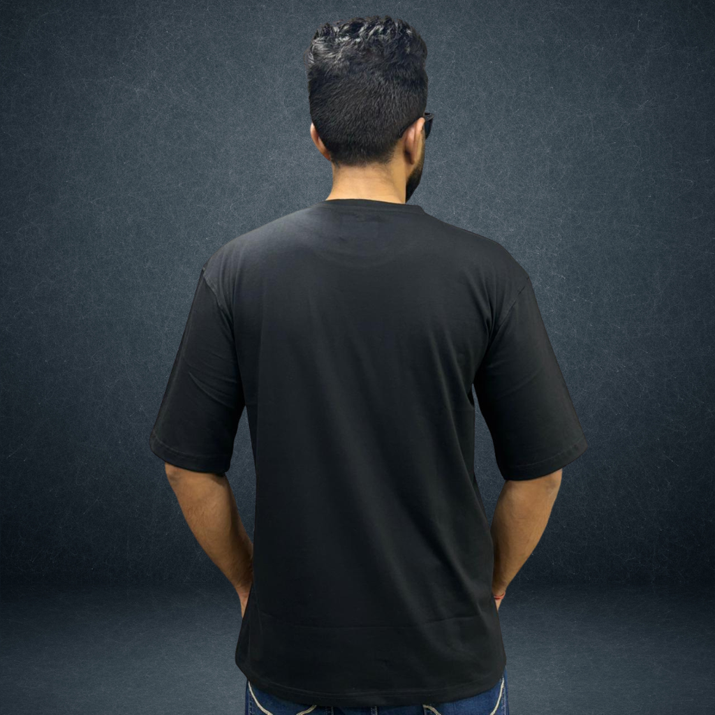 Kalakaar black oversized t-shirt back view 240 GSM cotton men's streetwear India