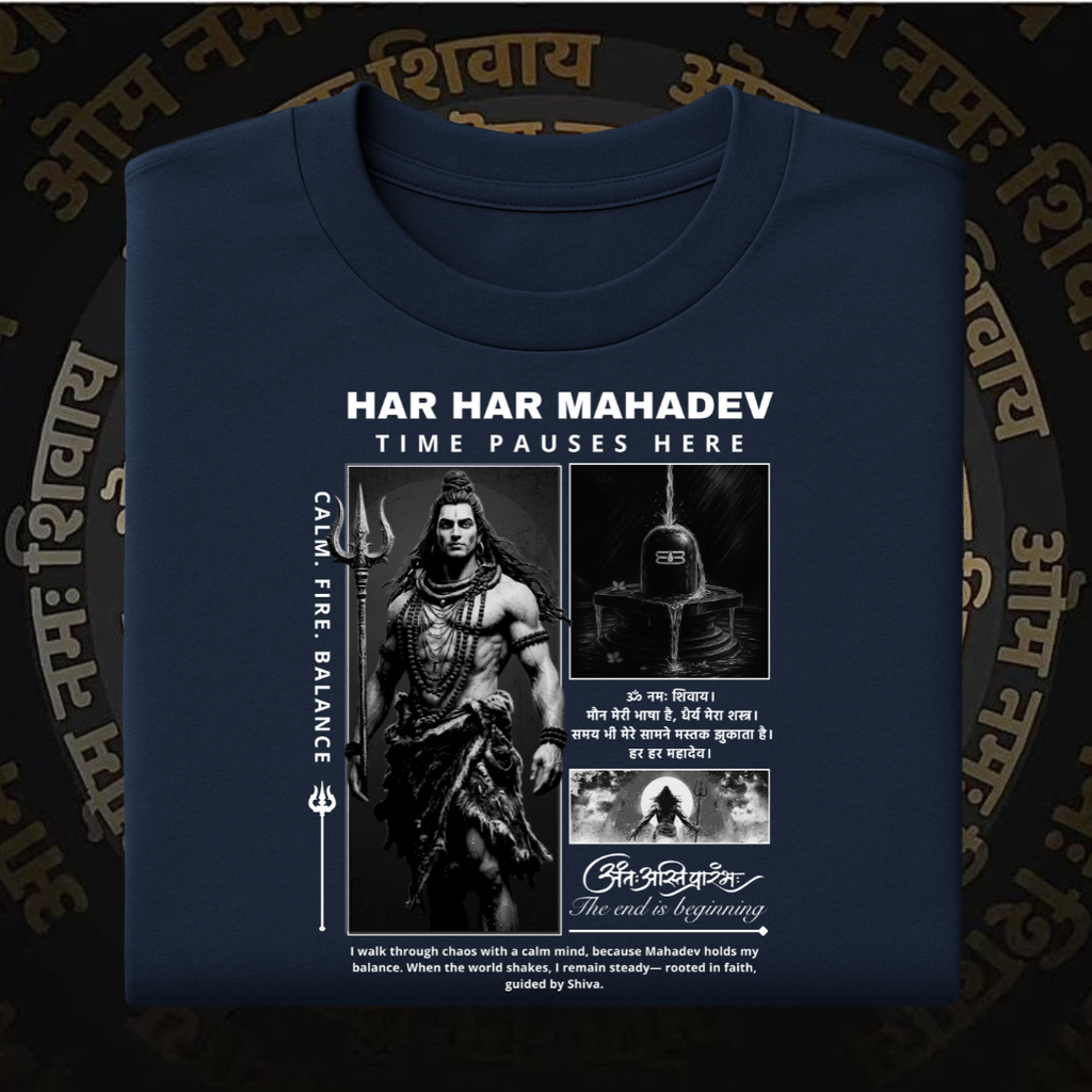 Mahadev oversized t-shirt navy blue premium cotton streetwear
