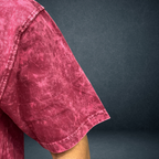 Mehnat Kam AI Zyada oversized acid wash t-shirt in maroon sleeve view   Indian streetwear brand Prospera