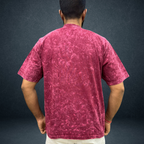 Mehnat Kam AI Zyada oversized acid wash t-shirt in maroon  back view male model  Indian streetwear brand Prospera