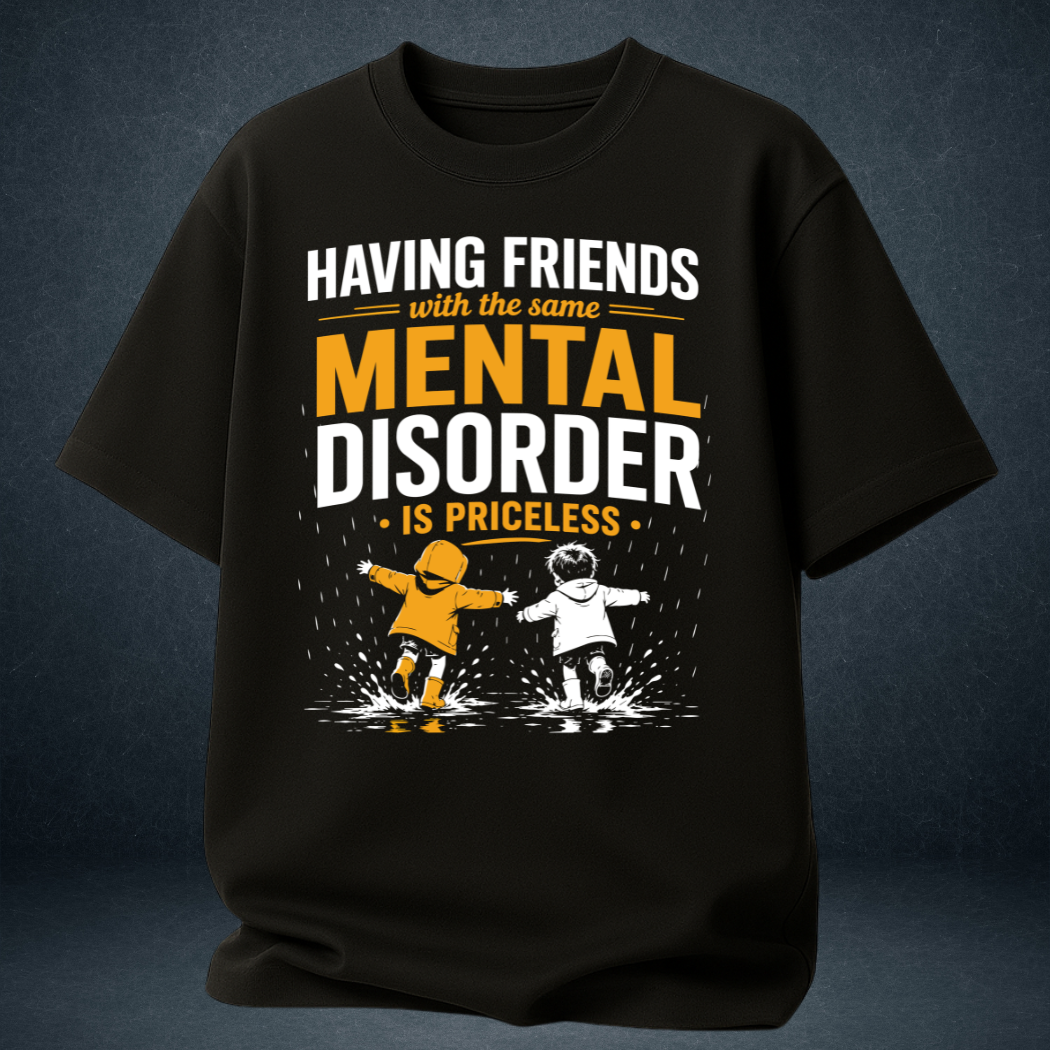 Funny Friendship Oversized T-Shirt front open black colour from Prospera Clothing