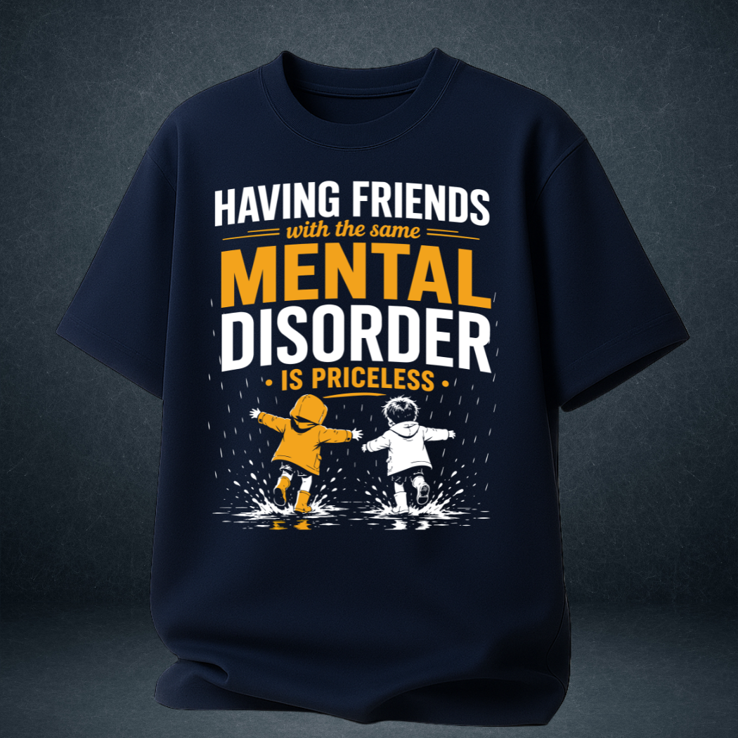 Funny Friendship Oversized T-Shirt front open navy blue colour from Prospera Clothing