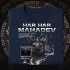 Oversized Mahadev navy blue streetwear t-shirt for men and women