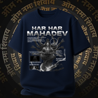 Mahadev unisex oversized cotton navy blue t-shirt front view