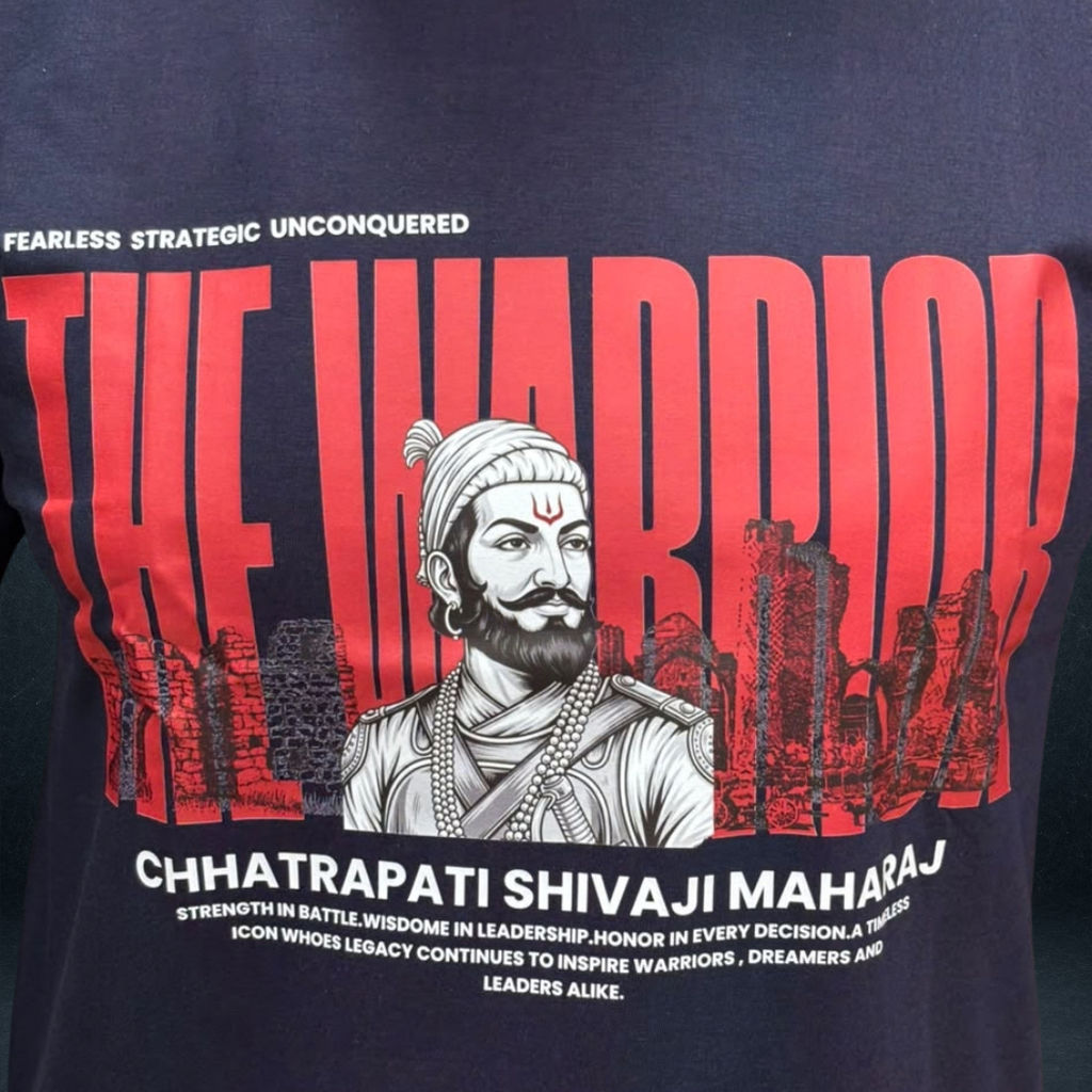 navy blue close up  tshirt the warrior shivaji for prospera clothing