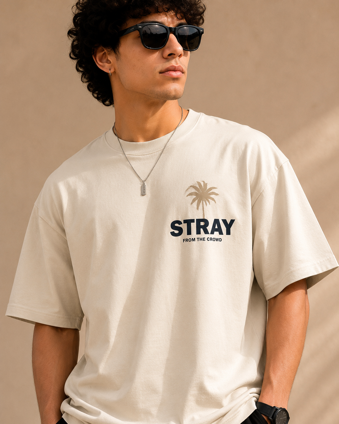 stray from the crowd oversized tshirt men front view  close up unisex streetwear india prospera clothing