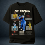MS Dhoni The Captain oversized graphic t-shirt black front view Prospera Clothing
