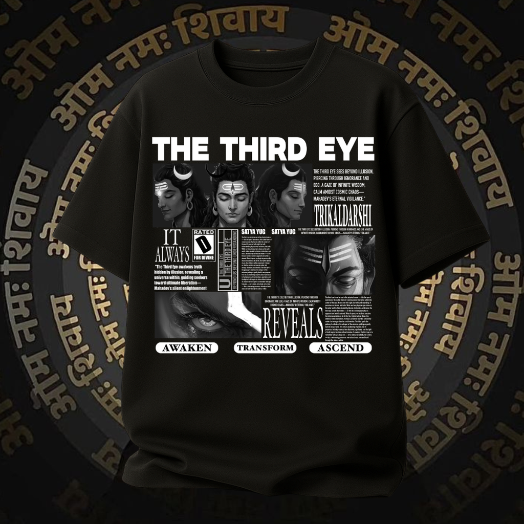 Black Mahadev third eye oversized t shirt for men in cotton fabric