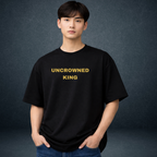 Prospera Clothing Uncrowned King navy oversized tshirt model wear front look - Punjab Kings streetwear India
