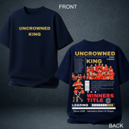 Prospera Clothing Uncrowned King navy oversized tshirt front and back - Punjab Kings streetwear India