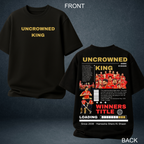 Prospera Clothing Uncrowned King black oversized tshirt front back - IPL fan merch India