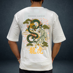 dragon vs tiger white unisex overiszed tshirt  back side image