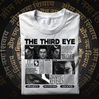 White  fold Mahadev third eye oversized t shirt for men in cotton fabric