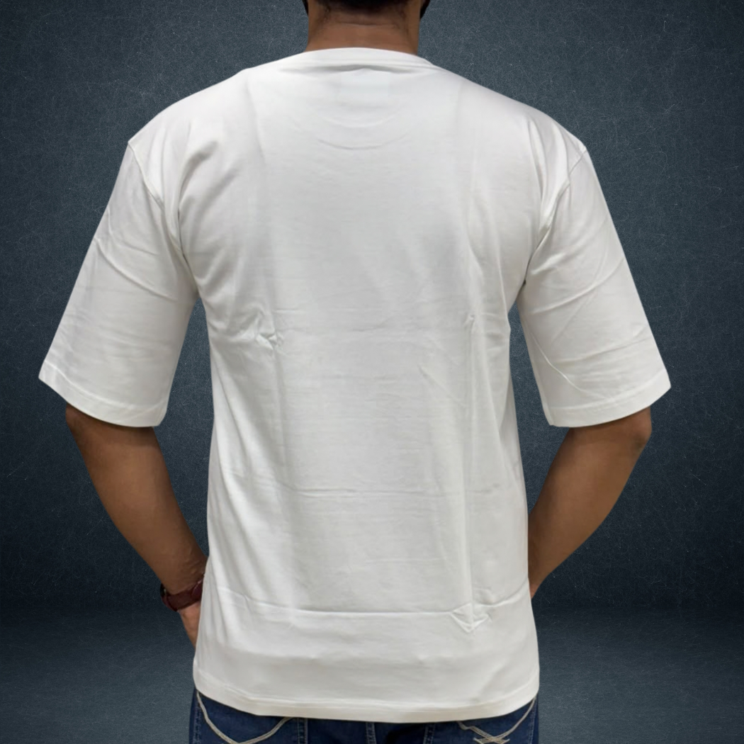 white model wear back side  tshirt the warrior shivaji for prospera clothing
