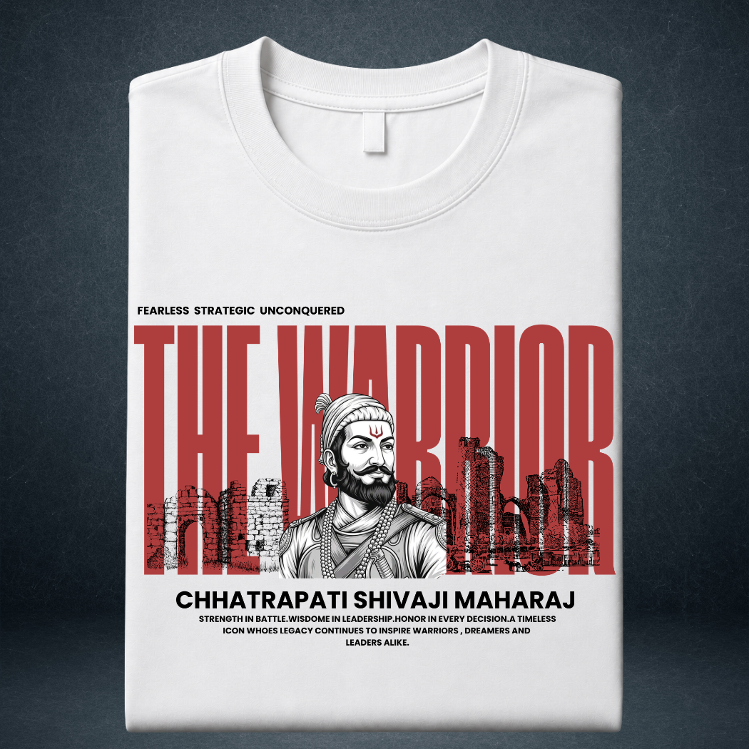 white fold  tshirt the warrior shivaji for prospera clothing