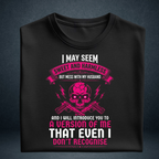 Women's black Sweet and Harmless graphic t-shirt folded  wife husband quote tee - Prospera Clothing